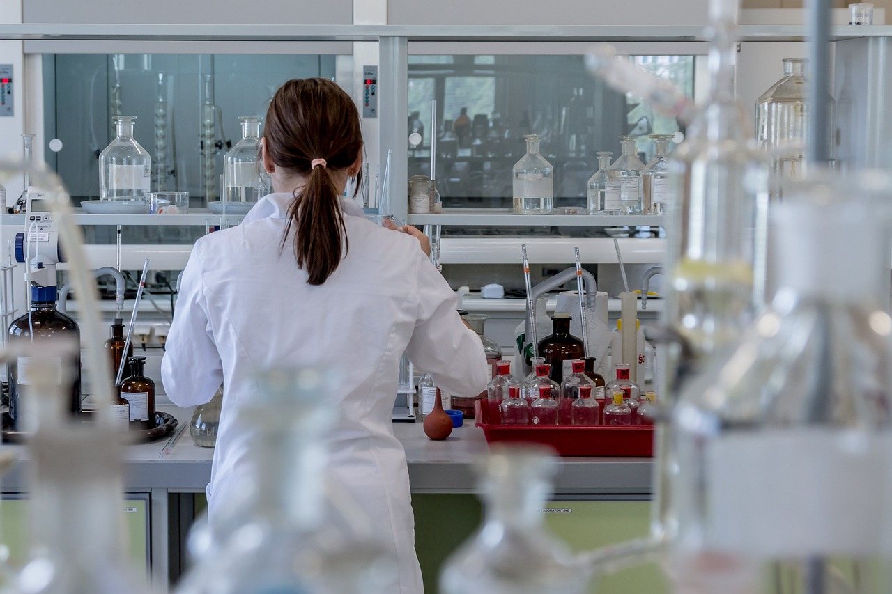A scientist analysing samples in a laboratory