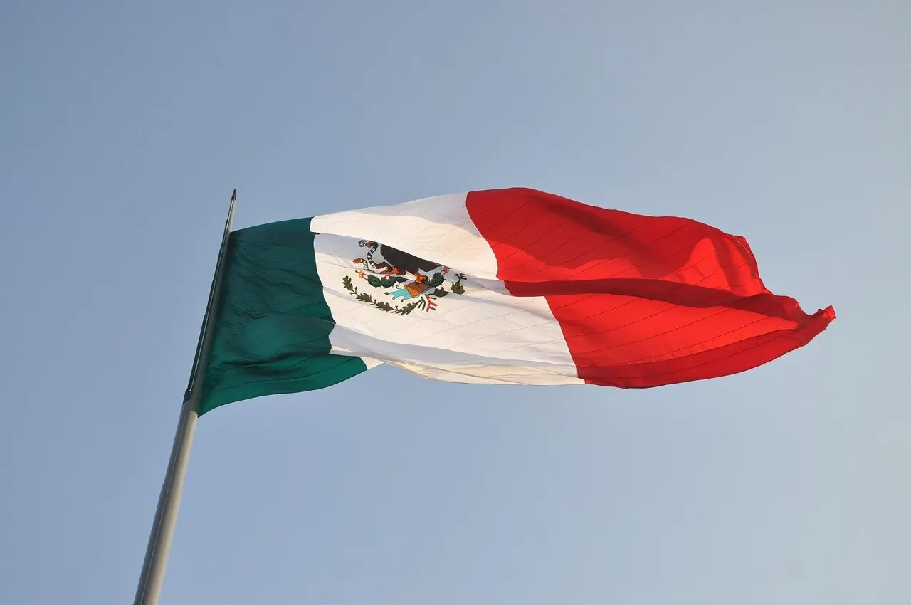 Mexican flag against the sky